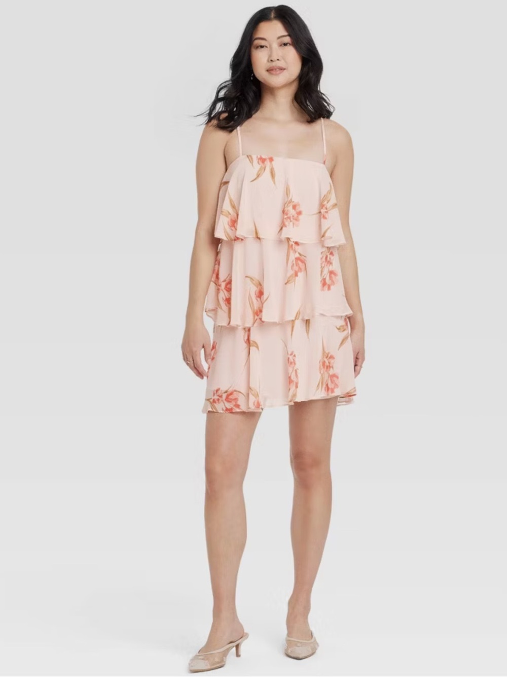 a new day Pale Pink Spaghetti-Strap Tiered Dress